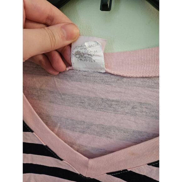 NEW VINTAGE Michael G 90s Striped Tee w/ Small Hole Defect ~ Medium Made in USA - Picture 9 of 14